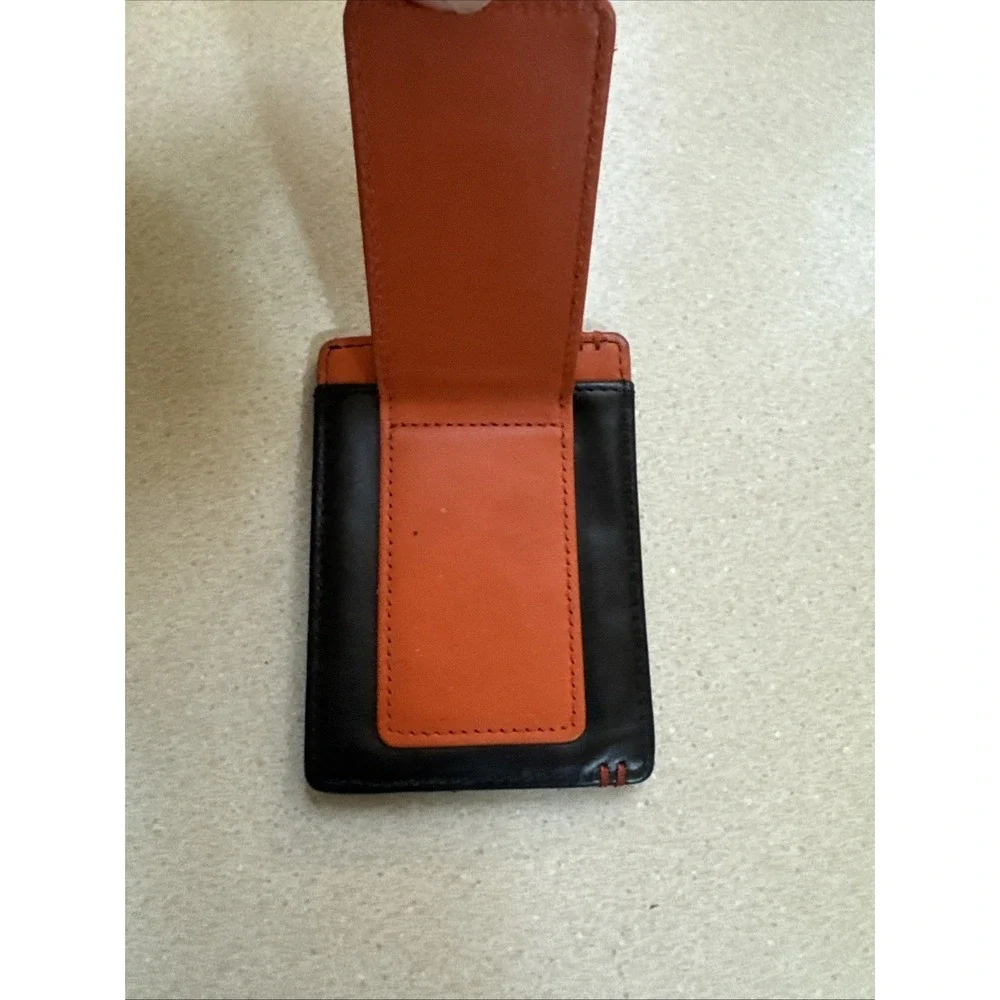 Lodis Wallet Money Clip Card Holder Leather Black And Orange Slim